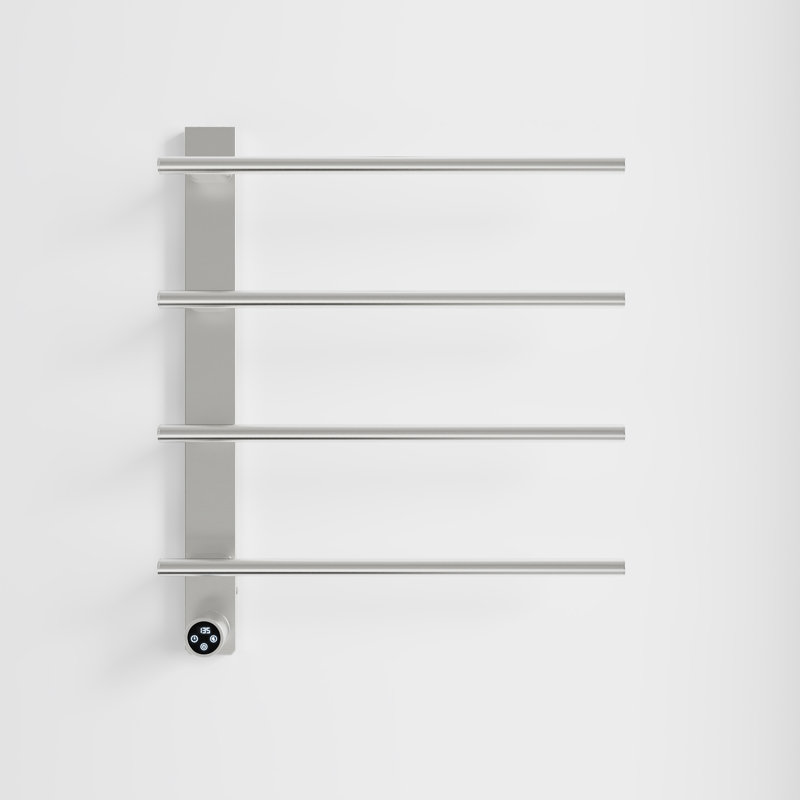 Chauffe-serviettes électrique mural moderne avec minuterie numérique, à brancher ou câblé, Argent