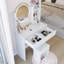 Coiffeuse et tabouret à DEL 17 po, miroir de luminosité réglable 3 couleurs, grand bureau, rangement grande capacité, compact, petit espace, meuble-lavabo blanc, luminosité, tabouret doux, multicouche