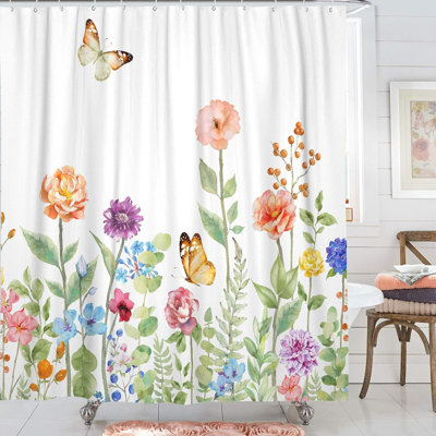 Jahedur Floral Shower Curtain with Hooks Included