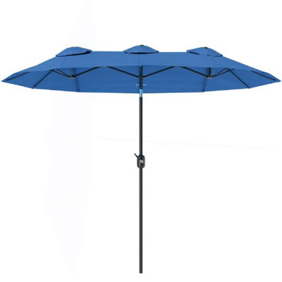 Outdoor Umbrella,Double-Sided Patio Umbrella,With Push Button Tilt And Crank,3 Air Vents And 12 Ribs