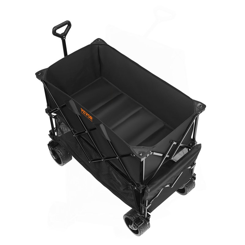 Wagon à deux étages pliable, wagon pliable de 400 l avec roues tout-terrain, wagon pliant robuste capacité de poids de 350 à 450 lb pour le camping, le magasinage, le jardin, rallonge extra longue de 52 po