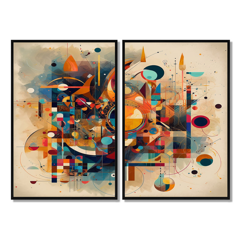 Décoration orange rétro V - fond mural orange, H 36 po x l 48 po, Impression encadrée flottante, Noir