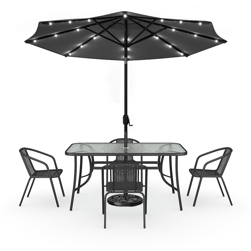 Donlon 4 - Person Patio Dining Set with Rectangular Table, Black