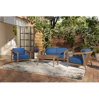 Lyam 4-Piece Wood Patio Conversation Set