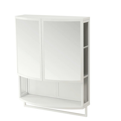 Cabinet, Modern, Glass, 62", 23.62" Arched Double-Door Wardrobe With Shatterproof Non- Mirror - Double-Layer Storage, Open Shelf And Towel Rack