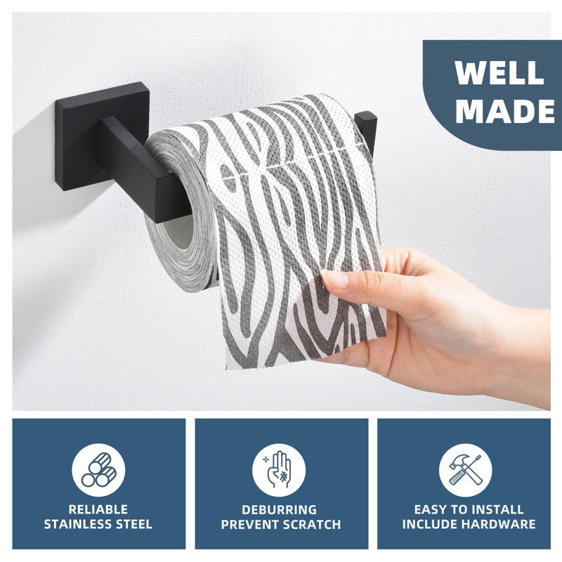 Wall Mounted Toilet Paper Holder, Matte Black