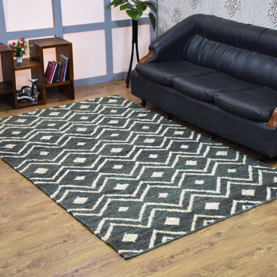 Jaxen Hand Knotted Sumak Jute Eco-Friendly Solid Area Rugs - Rectangle, Green Beige Color, Contemporary Modern Design, High Pile, Natural Fiber, Outdoor Indoor Handmade Area Rugs for Living Room, Bed Room