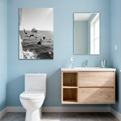 Abstract Men Jumping Into Ocean From Boat