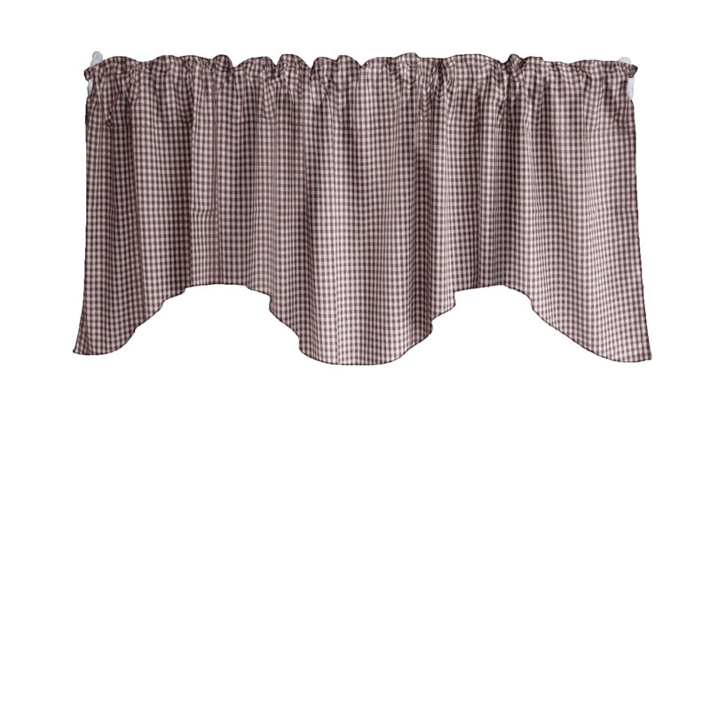 Cantonnière festonnée à motif damier 1/8 po Gingham, Bourgogne