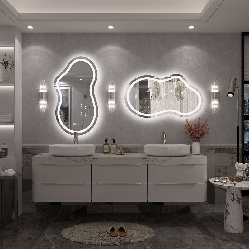 Miroir de salle de bain Molly, 36 po x 20 po, Avant et rétroéclairé
