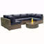 Ensemble de conversation modulaire d'extérieur 7 pièces avec coussins et foyer - aucun assemblage requis-1794098788