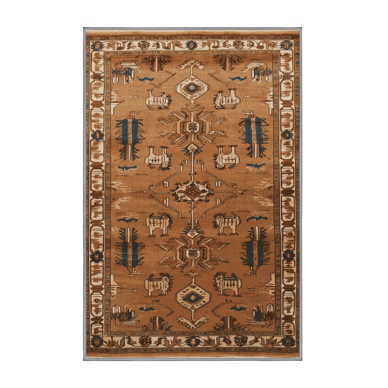 Tapis brun lavable à la machine, Rectangle de 5 pi x 8 pi
