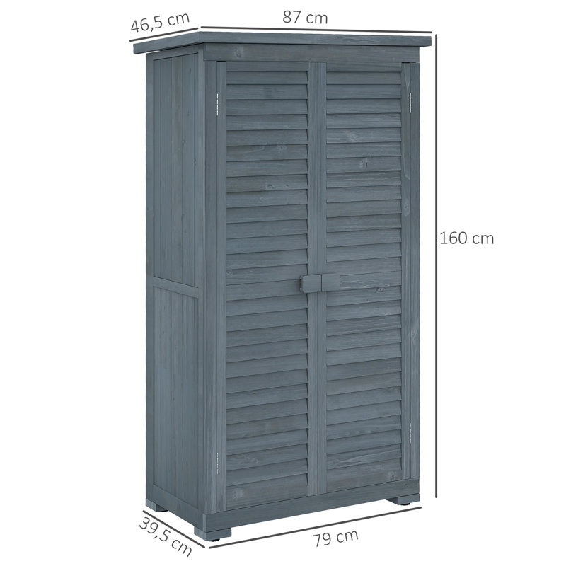 Solenor Rustic Wooden Garden Storage Shed with Asphalt Roof and Three Inner Compartments, Grey