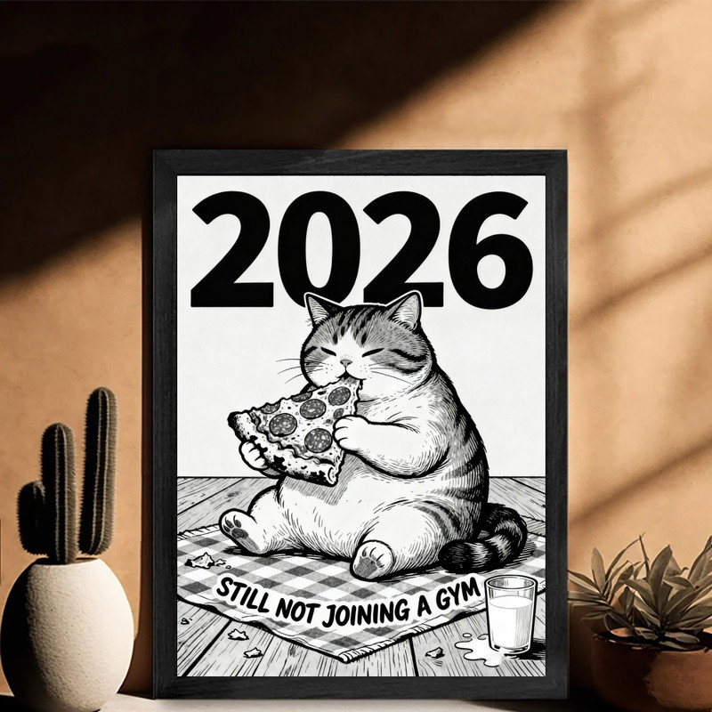 Reproduction d'art encadré noir et noir 2026, H 37 po x l 25 po