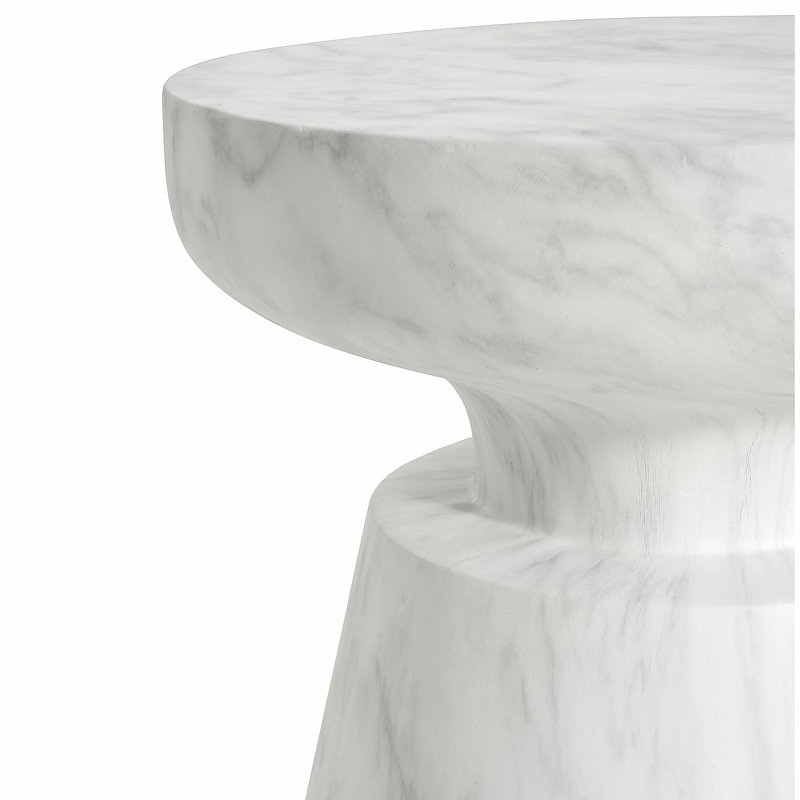 Table d'appoint d'extérieur en travertin Ponti, blanc, Blanc