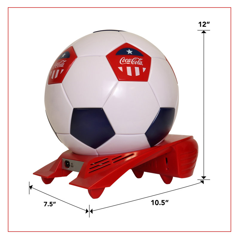 Mini réfrigérateur à balles de soccer Coca-Cola, 5 canettes, blanc, rouge, noir