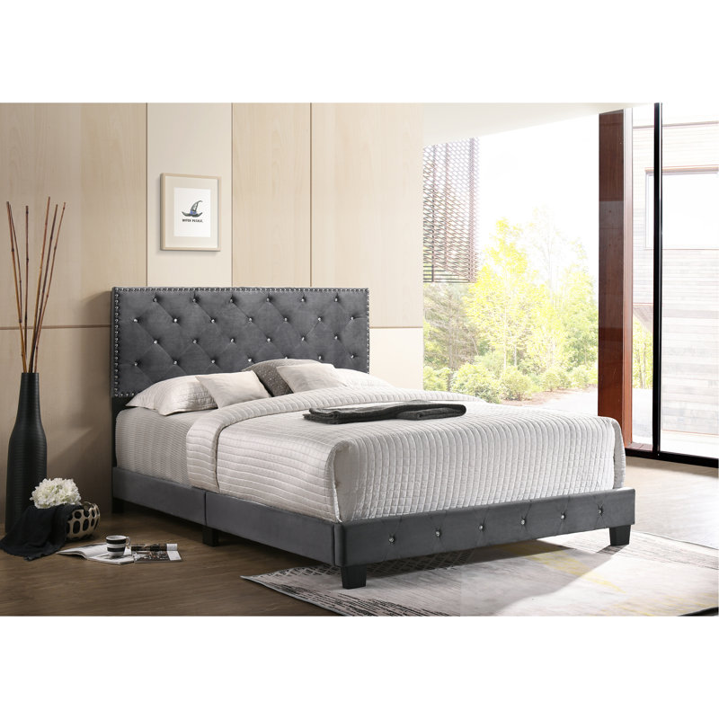 Anjelo Upholstered Standard Bed, Queen, Gray