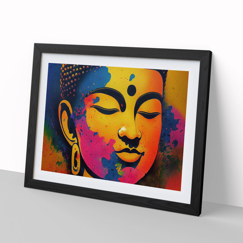 Colourful Buddha Vol.3 Abstract - Framed Print, Black, 46cm H x 64cm W x 2cm D
