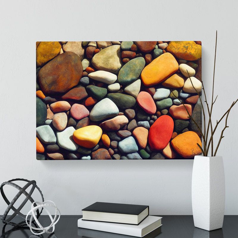 Unique River Pebbles - Wrapped Canvas, 50cm H x 76cm W x 3cm D