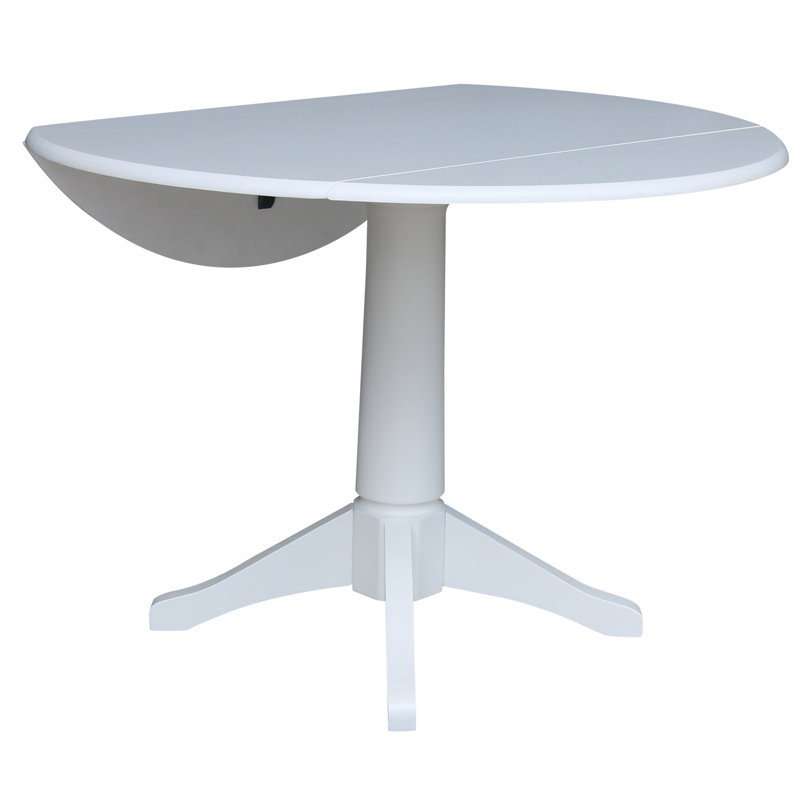 Extendable Round Solid Wood Dining Table, White / White