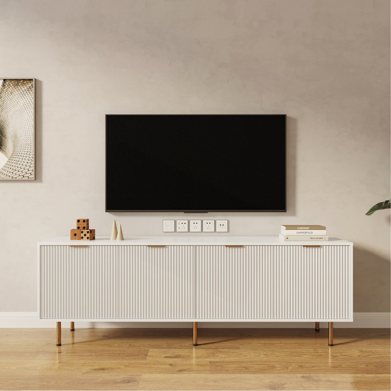 Meuble télé moderne blanc chaud pour meuble télé de 80 pouces pour le salon et la chambre à coucher