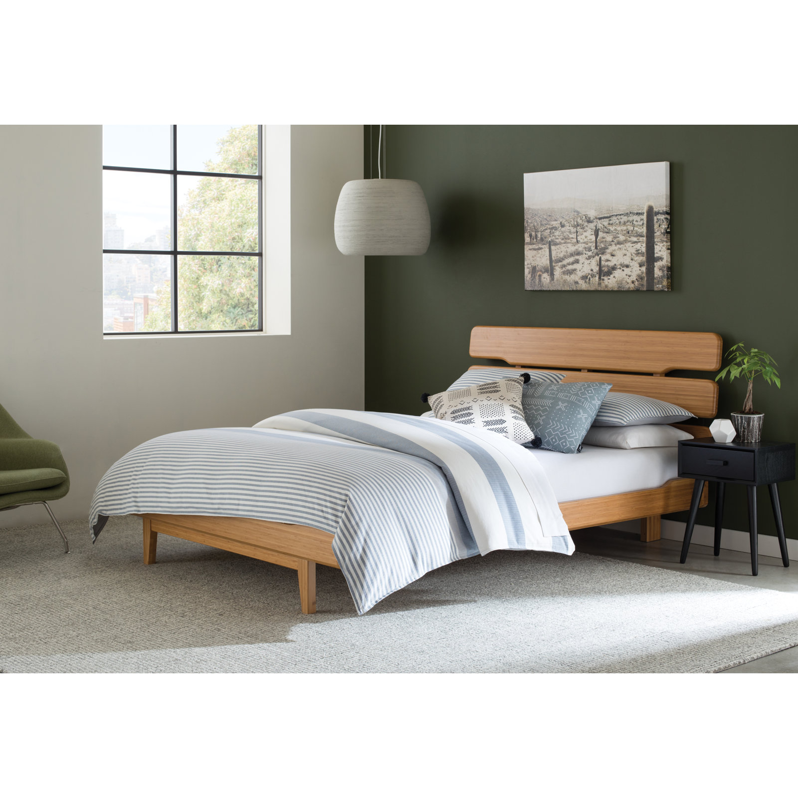 Lacey Solid Wood Slat Bed, Queen, Caramelized