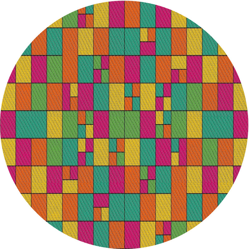 Tapis décoratif géométrique vert Rowlett, Rond 7 pi