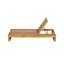 Chaise longue en bois d'acacia avec dossier réglable et coussin à motif de feuilles vertes