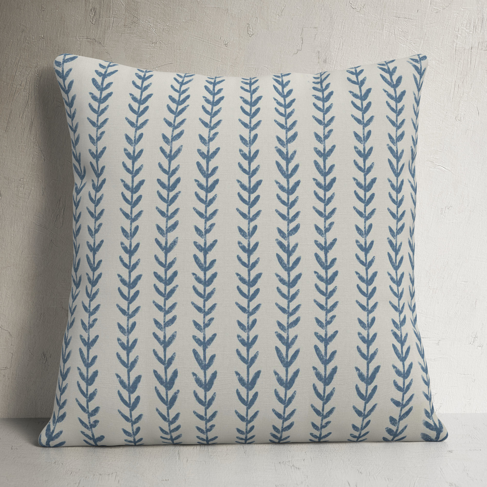 Zoey Floral Linen Pillow Cover, Feathers, 22" x 22"