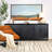 Vashudev 86" W Distressed Solid Pine Wood Sideboard -431119404