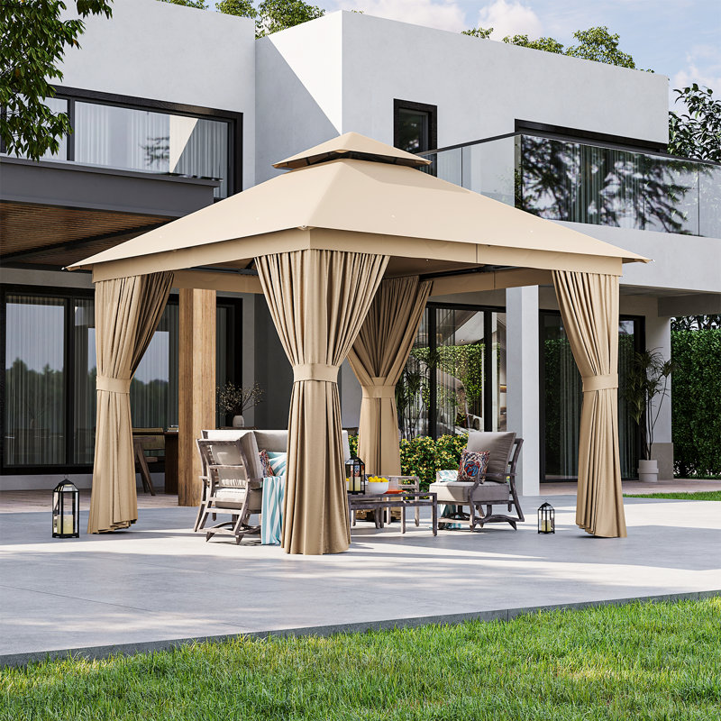 10 Ft. W X 10 Ft. D Steel Patio Gazebo The Soft Roof Gazebos, Beige