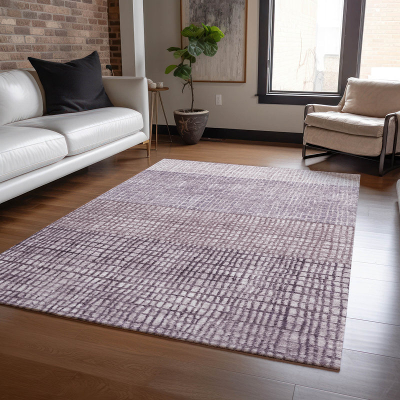 Tapis mauve lavable à la machine intérieur / extérieur Xhevrie, Rectangle 2 pi 6 po x 3 pi 10 po