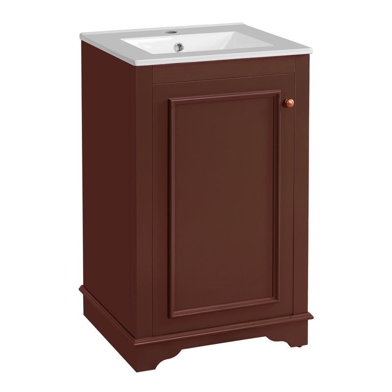 Meuble-lavabo moderne simple 20 po avec comptoir en céramique, Brun