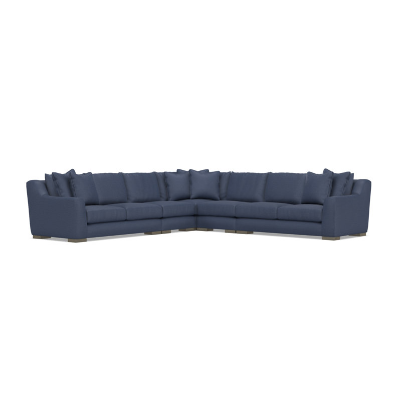 Sectional, Blue Polyester, 35" H x  140" W x 140" D, Symmetrical