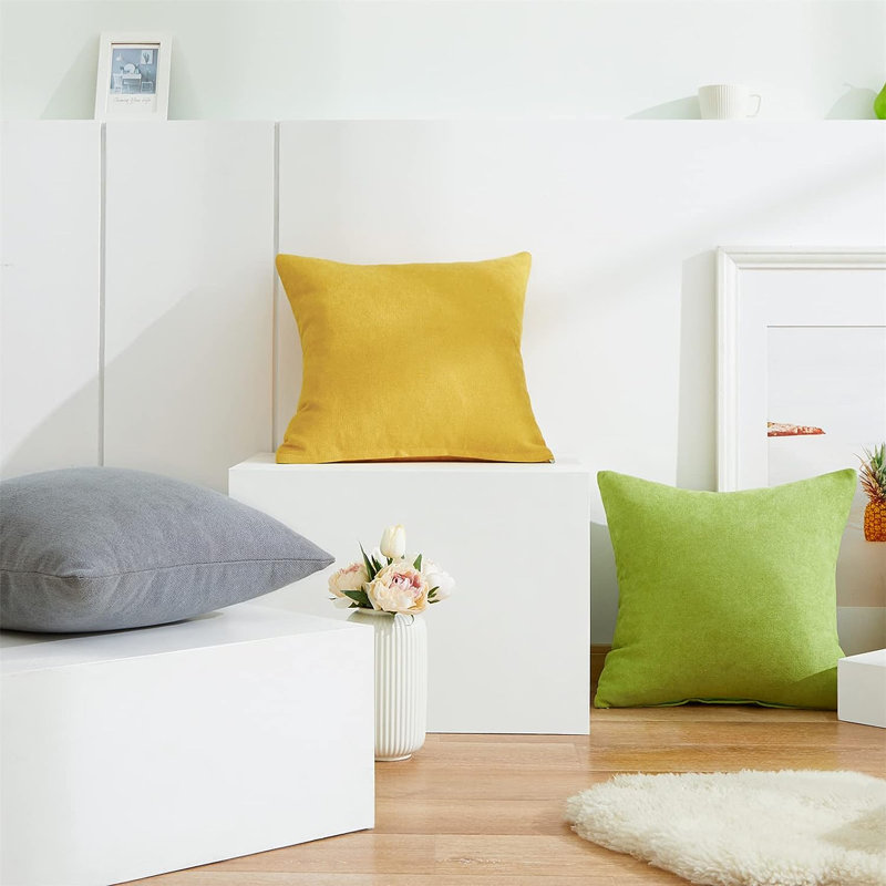 Square Chenille Pillow Cover, 20"L x 20"W, Yellow