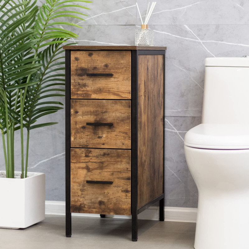 Armoire de salle de bain autoportante, Brun