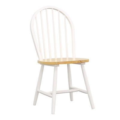 Chaises d'appoint à dossier à broches naturelles brun et blanc (4)