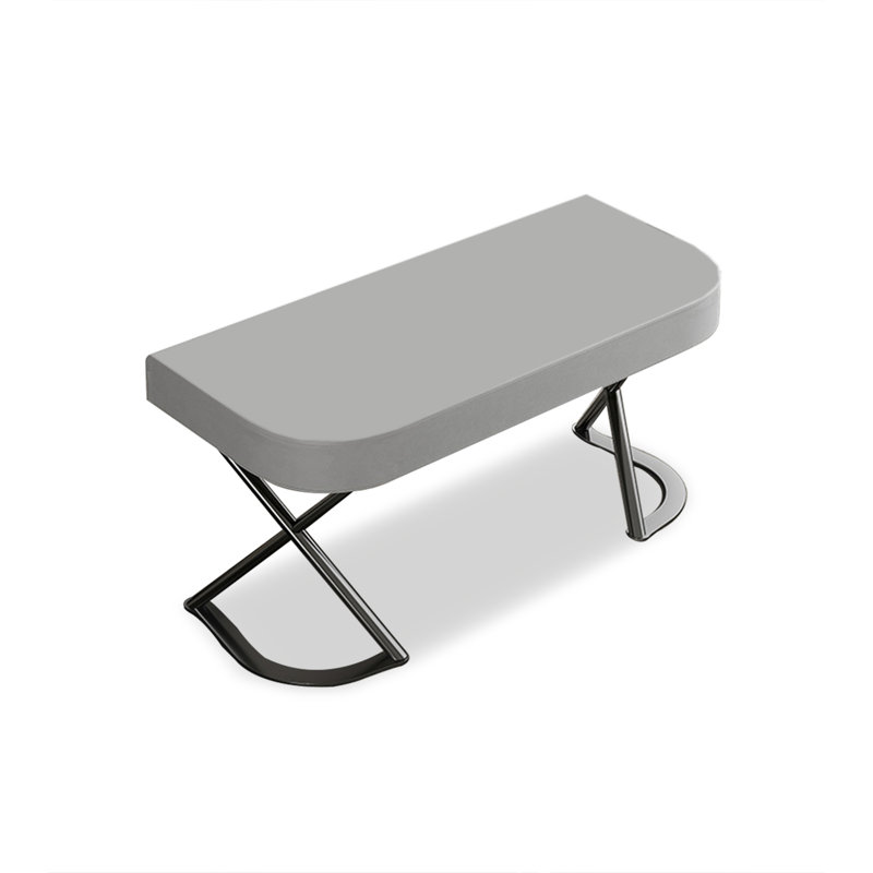 Bureau d'écriture italien minimaliste avec base en métal, Gris, H 29,13 po x l 62,99 po x P 27,56 po