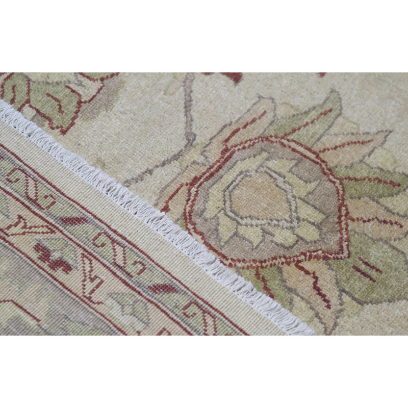 Hand-Knotted High-Quality Ivory and Light Green Area Rug