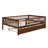 Full Size Wood Daybed With Trundle And Fence Guardrails, Walnut-494409460-494409458