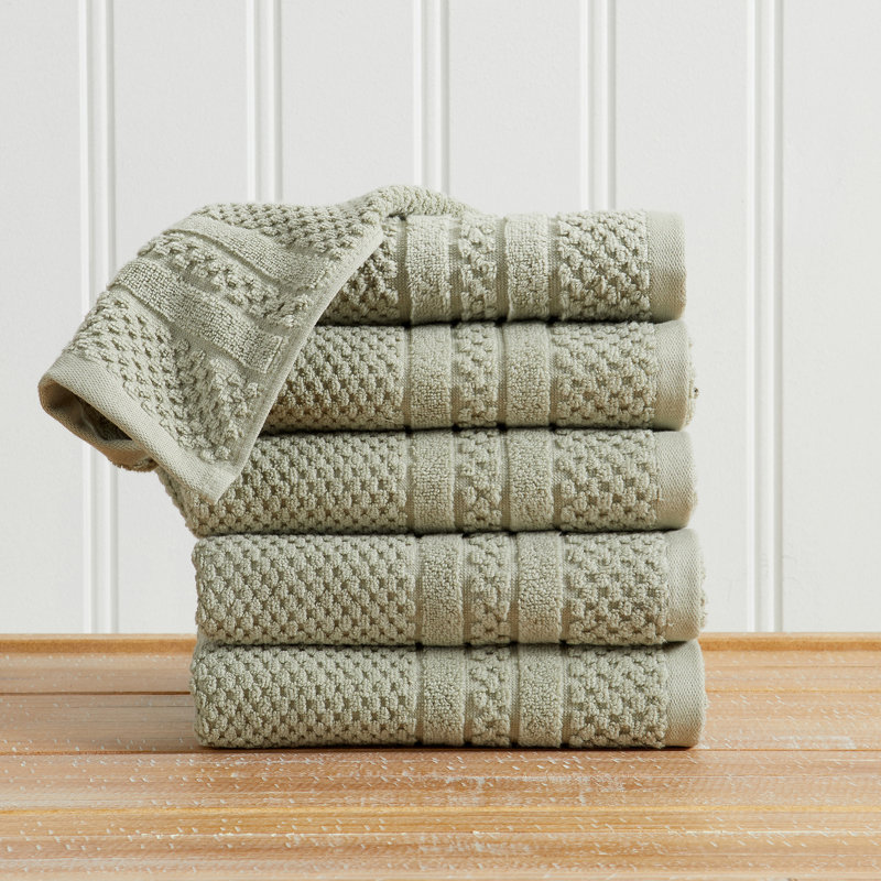 Ensemble de serviettes 100% coton à carreaux, Eucalyptus, Essuie-mains (paquet de 6)