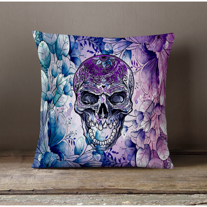 Throw Pillow With Insert, Blue/Purple Abstract 2, 18"H x 18"W