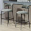 Tabouret de bar 26 po à hauteur de comptoir avec tabouret de bar et housse en tissu noir avec revêtement thermolaqué et repose-pieds-105009872
