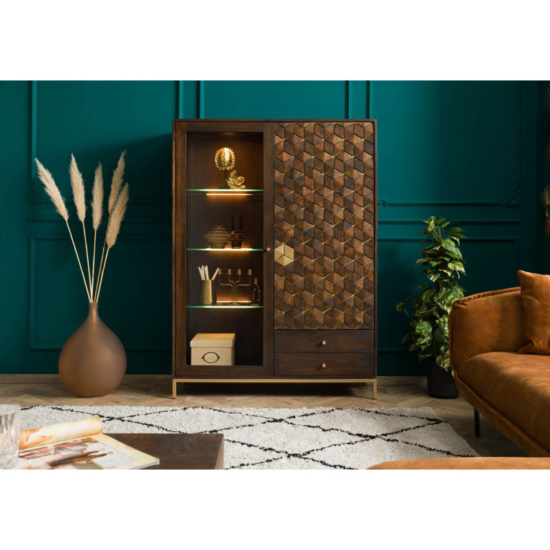 DIAMOND 120cm Solid Wood Sideboard, Brown, white and pink