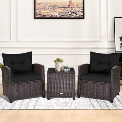 Chunn 3 Piece Rattan Seating Group with Cushions