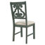 Table de salle à manger 5 pièces et 4 chaises en tissu avec pieds de table et tablette de rangement (bleu antique / brun foncé)-1533390525