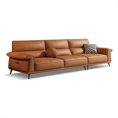 Orange Genuine Leather Modular Sofa cushion couch