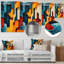 Urban Jazz transitionnel, collage bleu et jaune III - Impression transitionnelle moderne sur métal-1567716197