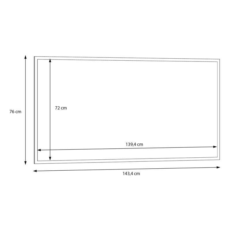 Rydar Rectangle Mirror, 76 cm H x 143.4 cm W