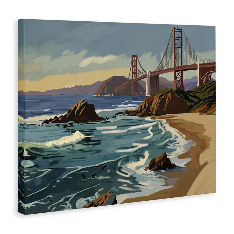 Art mural sur toile San Francisco Shoreline, design par Amelia Noyes, H 16 po x l 20 po